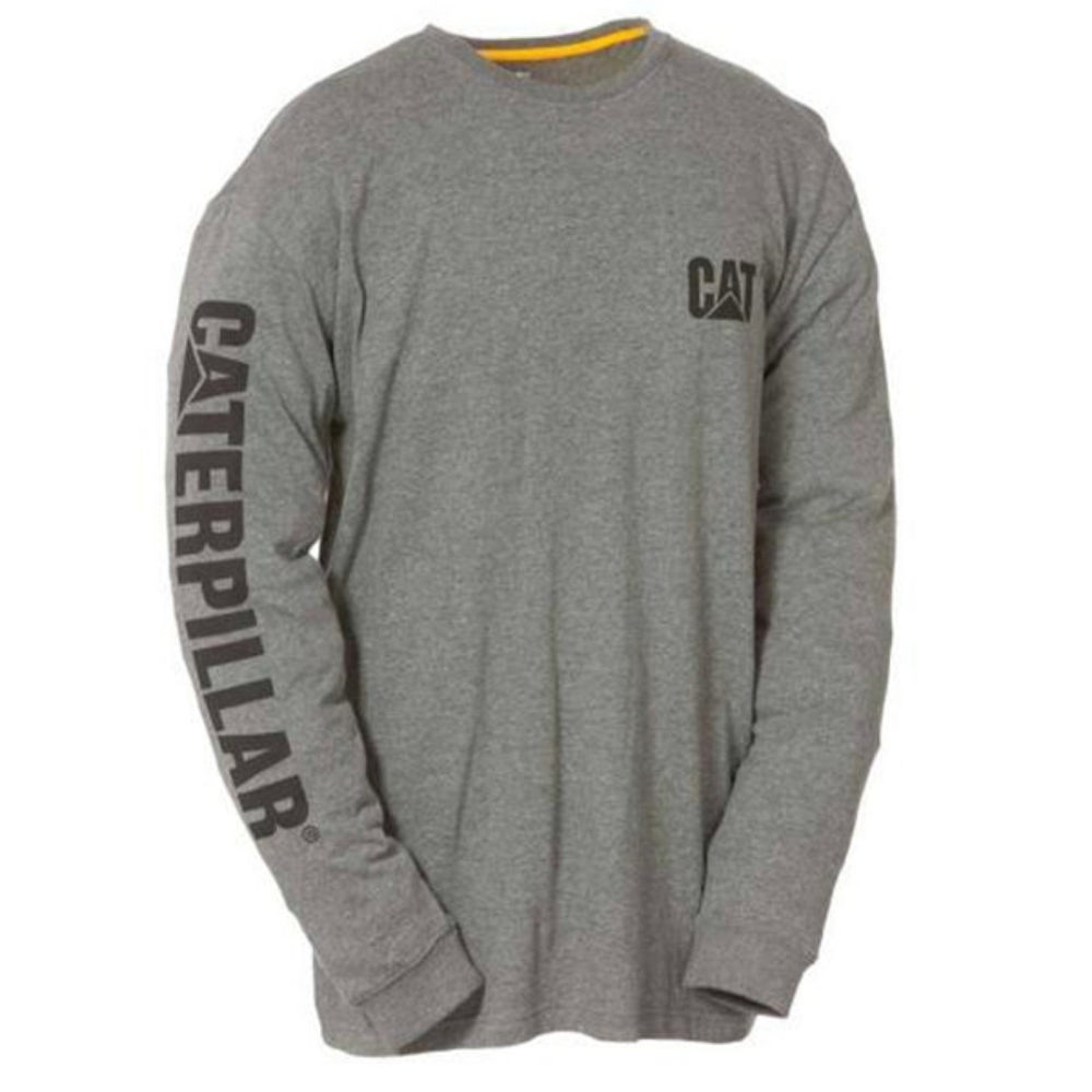 Caterpillar CAT Men's Trademark Banner Long Sleeve T-Shirt Heather Grey Size M